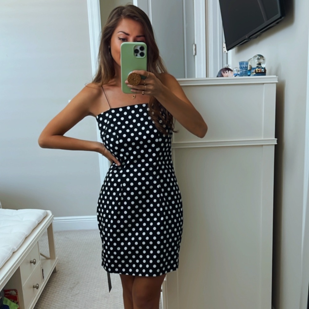 Black and white polka dot dress with straps
